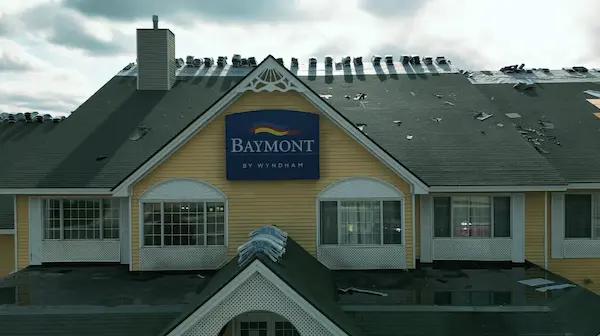 Commercial shingle roof replacement at the Baymont hotel in Albany Minnesota